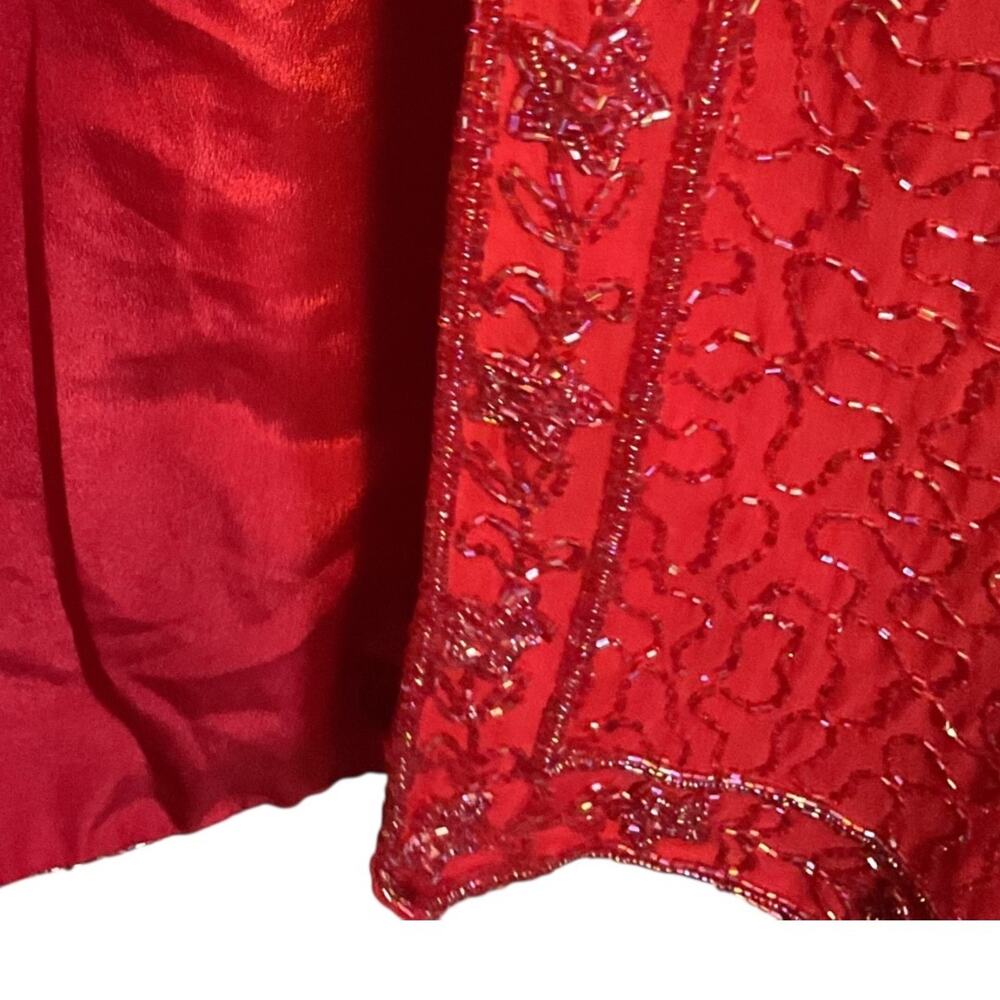 Vtg KRISHMA Women's Red Open Cardigan Evening Jacket Sequined Beaded Plus Sz 2X - Picture 13 of 14